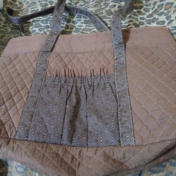 Darcie Lg. Cloth Craft Sewing Quilting Baby Travel Tote Bag - dk brown - Picture 1 of 6